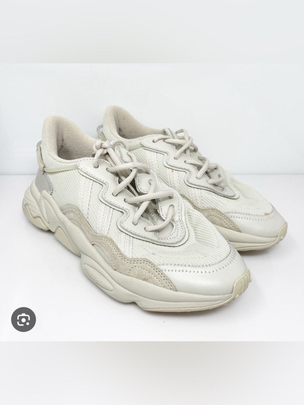 adidas Cream and Light Gray Chunky Runner Sneakers Mens Size 10.5